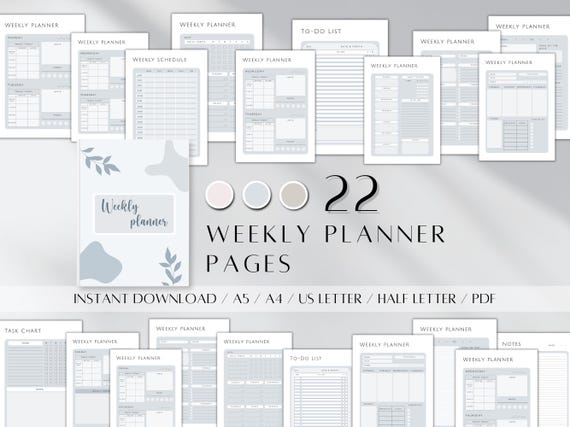 2025 Weekly Planner Bundle | Printable Weekly Schedule | Weekly To-Do List | Weekly Agenda Pdf | Weekly Tracker | A4 A5 Letter Happy Planner