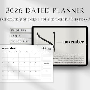 2026 Dated Monthly Planner | Printable Desk Calendar | Monthly Task Planner PDF | Digital Planner | Daily & Monthly Schedule A5, A4, Letter