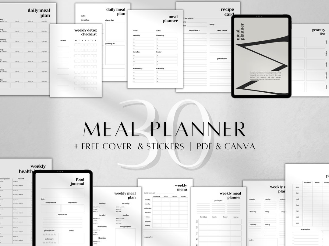 Printable Meal Planner | Pdf Weekly Food Diary Bundle | Daily Food ...