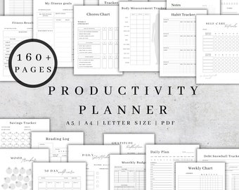 Productivity Planner 2024 | Printable Life Organizer Bundle | Digital ADHD Journal Daily | PDF Goal Planner | Vision Board Printable A5, A4