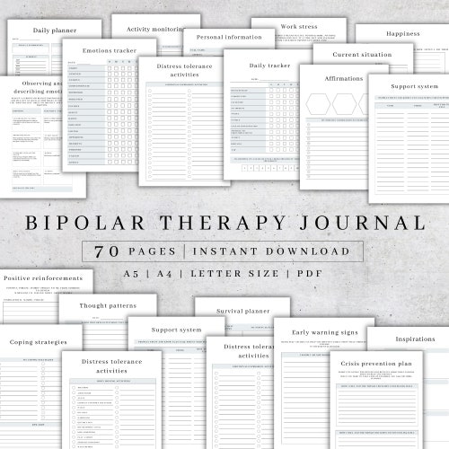Bipolar Disorder Therapy Journal: Mental Health Depression - Etsy