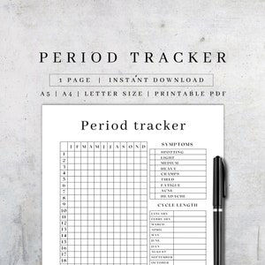 Printable Period Tracker | Symptom Tracker | Period Journal | Ovulation Tracker | Fertility Planner | Period Symptom Tracking A5, A4, Letter