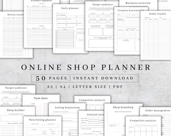 Online Shop Planner Printable | Etsy Seller Workbook (A4/A5/Letter) (PDF Download