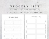 Printable Grocery List | Weekly Menu Planner, Health & Fitness (PDF A5 A4 Letter Sizes)