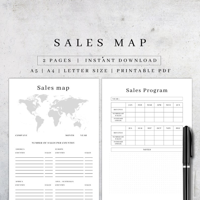 Sales Map Printable Business Planner Digital Etsy Business - Etsy