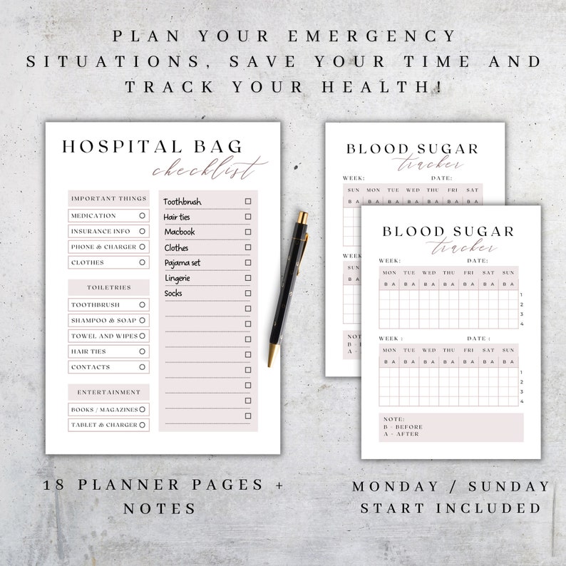Printable Medical Planner | Health Tracker Wellness Journal | Medication Log Family Binder A4 A5 Letter image 3