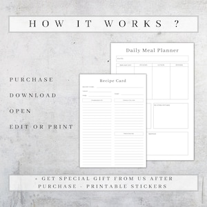 Daily Meal Planner Printable | Fitness & Diet Journal PDF A5 A4 Letter Sizes image 5