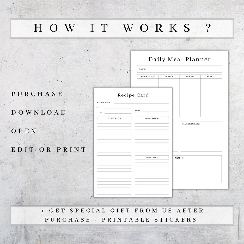 Daily Meal Planner Printable | Fitness & Diet Journal PDF A5 A4 Letter Sizes image 5