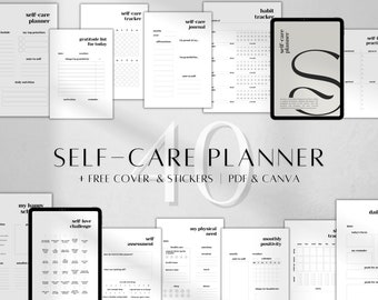 Self-Care Planner Printable | Wellness Mental Health Journal | Mindfulness Gratitude Habit Tracker PDF A4