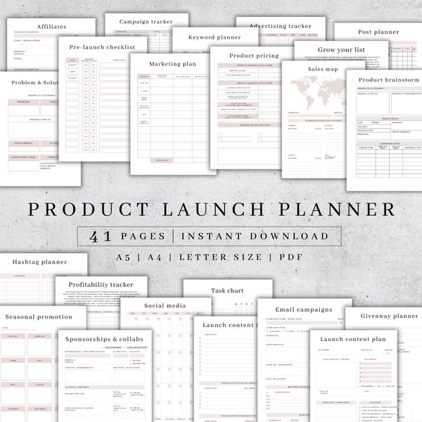 Produkteinführungsplaner | Kurs Marketing Plan | Druckbarer Kurserstellungsplaner | Digitaler Kursstartplaner | Business Planer PDF A4