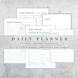 Daily Planner Printable | Hour Daily Planner, Day Planner | Productivity Planner | Daily Schedule | Daily To Do List | Printable Planner Kit