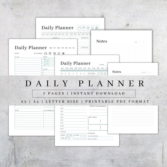 Daily Planner Printable Hour Daily Planner Day Planner | Etsy