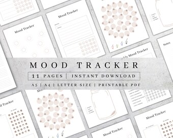 Druckbare Stimmungs-Tracker | Selbstfürsorge-psychische Gesundheit Journal | Happy Planner Workbook PDF für A4