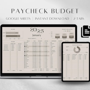 Paycheck Budget Spreadsheet Google Sheets | Budget by Paycheck Spreadsheet | Monthly Budget Template | Bill Tracker | Debt Payoff Tracker