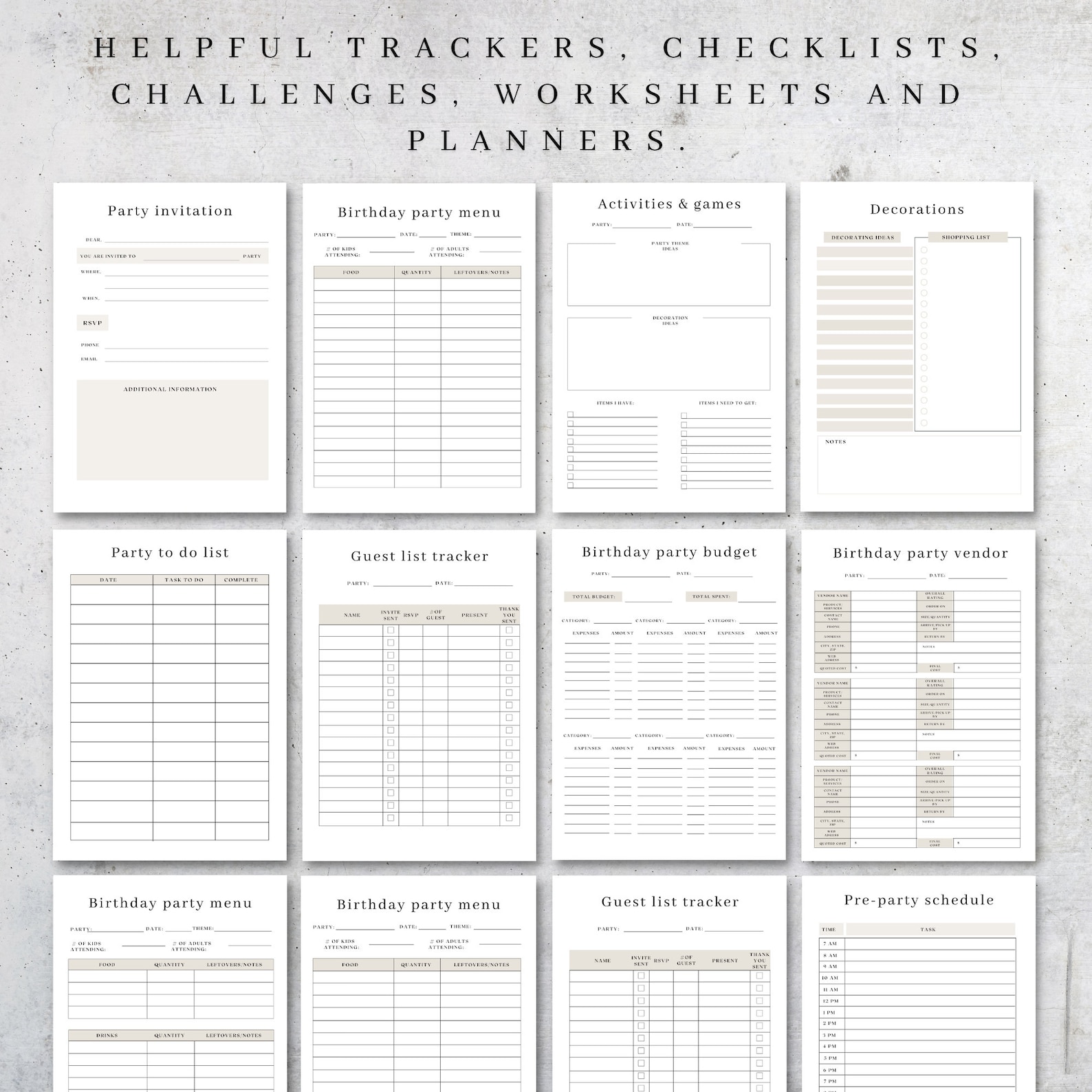 Printable Birthday Planner Party Planner Event Organizer Event Planning ...