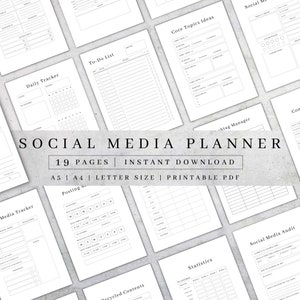 Social Media Planner 2025 Printable| Digital Content Calendar| Instagram Blog Track PDF| Business Planner Book| Facebook Pinterest Marketing