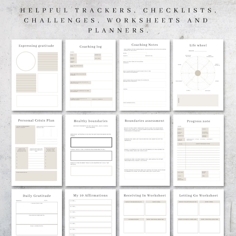 Life Coach Planner Printable | Wellness Worksheet Bundle (PDF A5, A4) image 2
