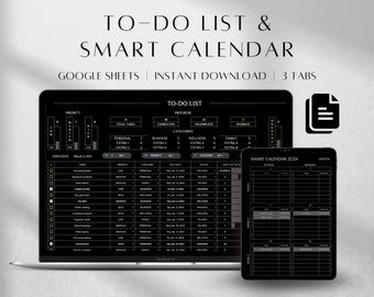 To Do List & Smart Calendar Template Google Sheets | Task Tracker Template | Checklist Spreadsheet Template |Goal Tracker |Goal Setting