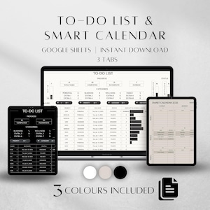 Google Sheets Smart Kalender Månadsvis Uppgifts-Produktivitetsspårare Checklista Kalkylbladsplanerare Mall