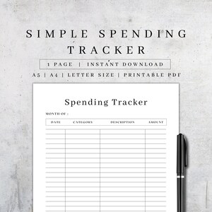 Afdrukbare uitgaventracker | Maandelijkse onkostenplanner | Budgetgrafiek pdf | Uitgavenoverzicht | Salarisbudgetplanner | Rekeningtracker A4