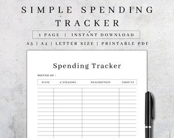 Monatliche Ausgabenübersicht zum Ausdrucken | Budgetplaner (A4, A5, Letter) (PDF-Download), Budgetordner