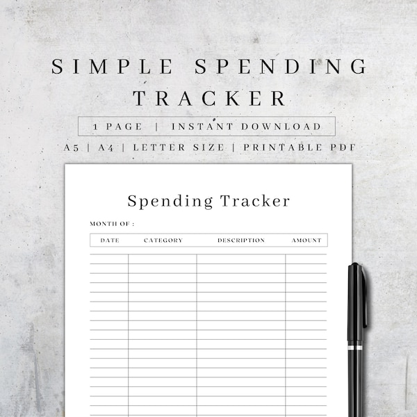 Printable Spending Tracker | Monthly Expense Planner | Budget Chart Pdf | Spending Tracker Sheet | Paycheck Budget Planner | Bill Tracker A4