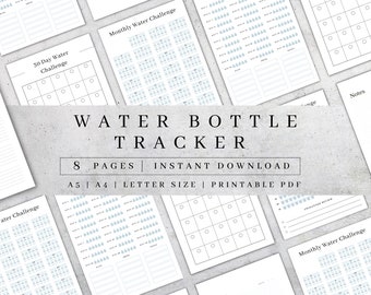 Water Bottle Tracker | Daily Water Tracker | Printable Planner Inserts PDF | Hydration Tracker for Fitness Journal | Water Challenge A4, A5