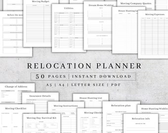Relocation Planner Printable , Moving Checklist, Budget (A4/A5/Letter) (PDF Download), Budget Binder