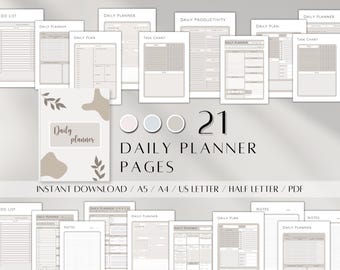 Printable Daily Planner Bundle 2026 | Personal Daily Tracker | Digital Daily Schedule | Day Planner PDF | Weekly Planner | Monthly Agenda A5