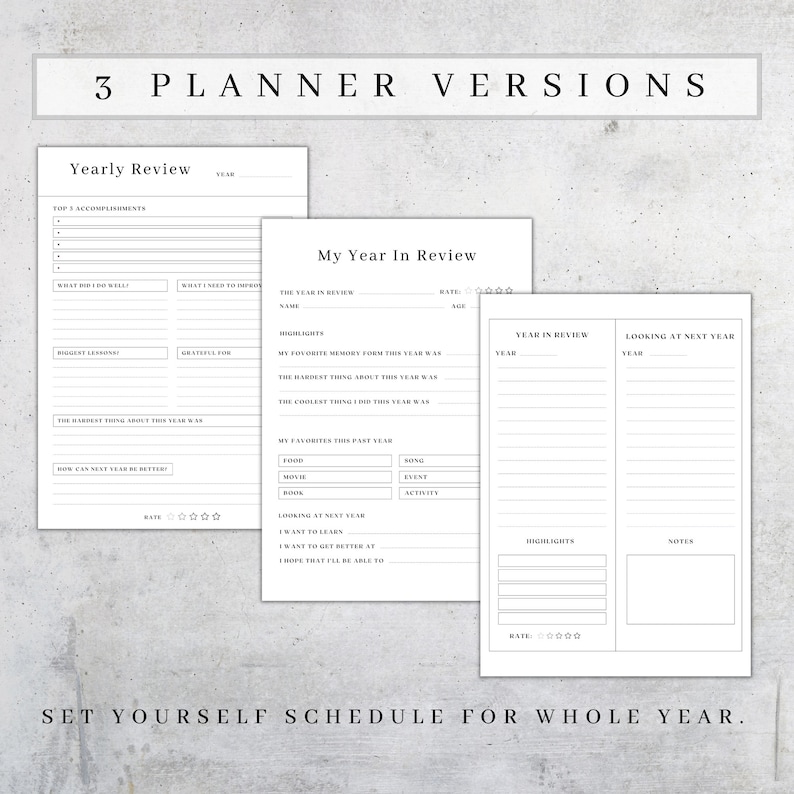Yearly Planner Printable | Yearly Review Worksheet | Year Reflections ...