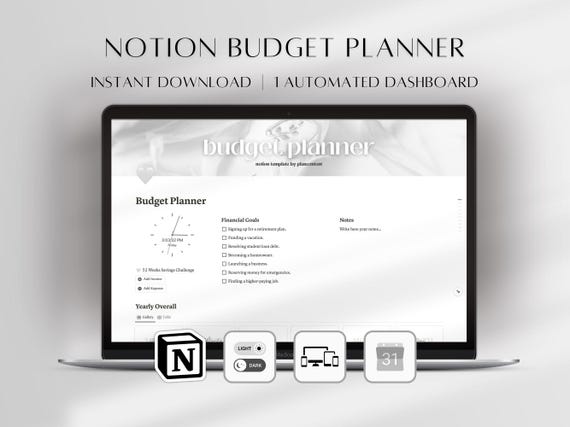 Notion Budget Planner , Monthly Expense Tracker, Savings Dashboard (Digital Download)