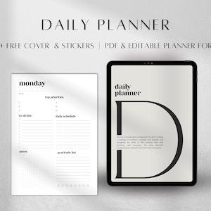 Daily Planner Pages | Printable Minimalist Daily Planner PDF | Editable Daily Schedule Template | A5, A4 Planner Inserts for Organization