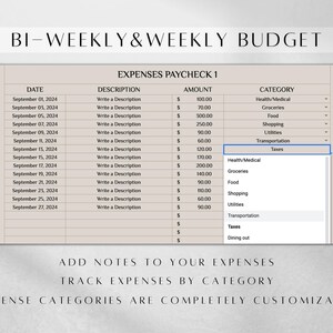 Budget Planner | Biweekly Budget Template Google Sheets | Monthly Expense Bill Income | Debt Savings Tracker Spreadsheet, Budget Binder image 4