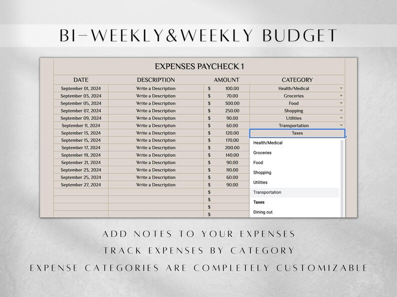 Budget Planner | Biweekly Budget Template Google Sheets | Monthly Expense Bill Income | Debt Savings Tracker Spreadsheet, Budget Binder image 4