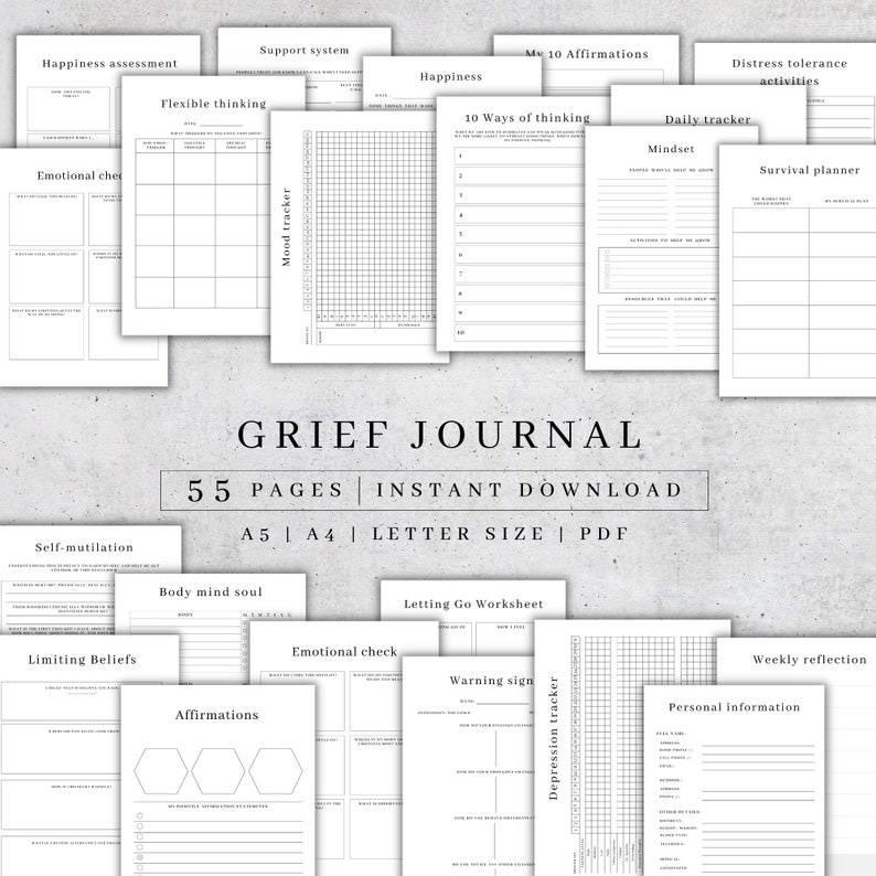 Printable Grief Journal | Healing Worksheet | Bereavement Journal ...
