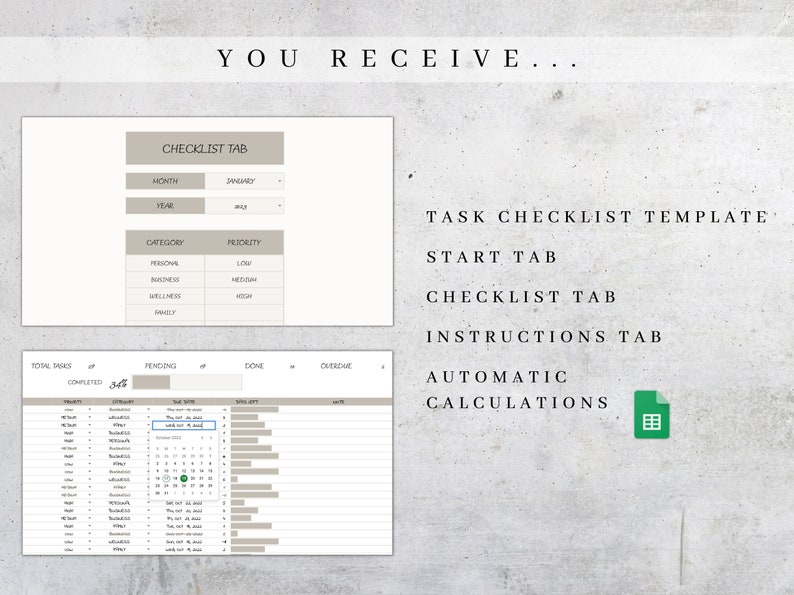 Daily to Do List Template | Checklist Template Google Sheets | Task ...