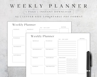 Minimalist Weekly Planner | Landscape PDF Schedule Organizer (2026)