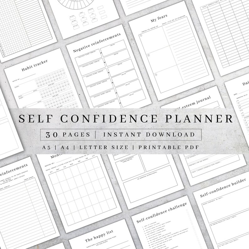 Printable Self Confidence Planner | Self Care Worksheet Digital ...