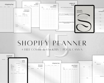 Shopify Store Digital Planner | Printable Pdf Tracker for Ecommerce | Branding Checklist Worksheet
