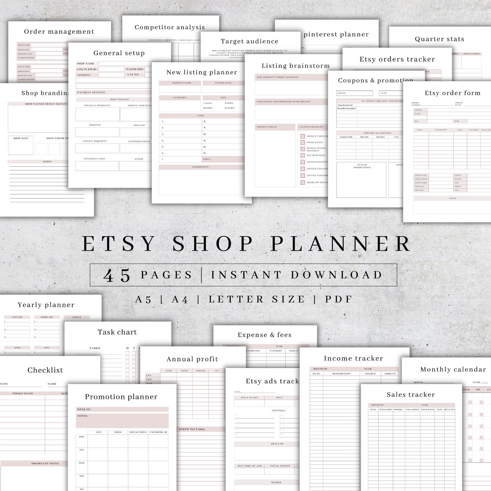 Etsy Shop Planner Printable Etsy Business Plan Etsy Seller Planner