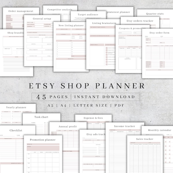 Etsy Shop Planner Printable | Etsy Business Plan | Etsy Seller Planner | Small Business | Digital Business Planner | Sell on Etsy | Finances