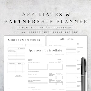 Affiliate Marketing Planner Digital | Collaboration/Business Sponsorship Tracker | Campaign Tracker | Affiliate Program Tracker | Promotion