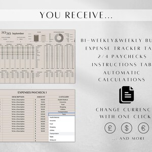 Budget Planner | Biweekly Budget Template Google Sheets | Monthly Expense Bill Income | Debt Savings Tracker Spreadsheet, Budget Binder image 6