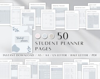 2026 Student Planner Printable | Academic Study Organizer (A5/A4/Letter) (PDF Download