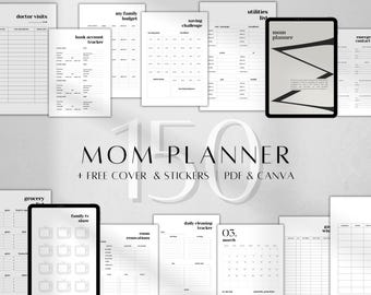 Mom Life Planner Printable | Family Meal Plan Home Management | Busy Stay-at-Home Organizer PDF A4