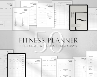 Fitness Journal Printable | Workout Wellness Planner | Meal Weight Loss Habit Tracker PDF A4