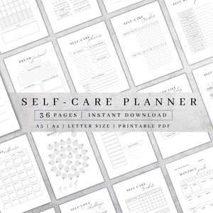 Druckbares Journal | Wellness Planer 2025 Kit | Selbstliebe-Planer| Arbeitsbuch für psychische Gesundheit | Dankbarkeit Journal PDF| Habit Tracker A5