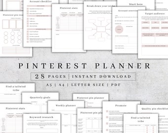 Pinterest Planner Printable | Bloggers Marketing Strategy (A4/A5/Letter PDF)