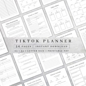 Printable Tiktok Planner PDF | Tiktok Marketing Strategy Plan | Social Media Content Schedule | Digital Blogger Planner | Tiktok Tracker A4