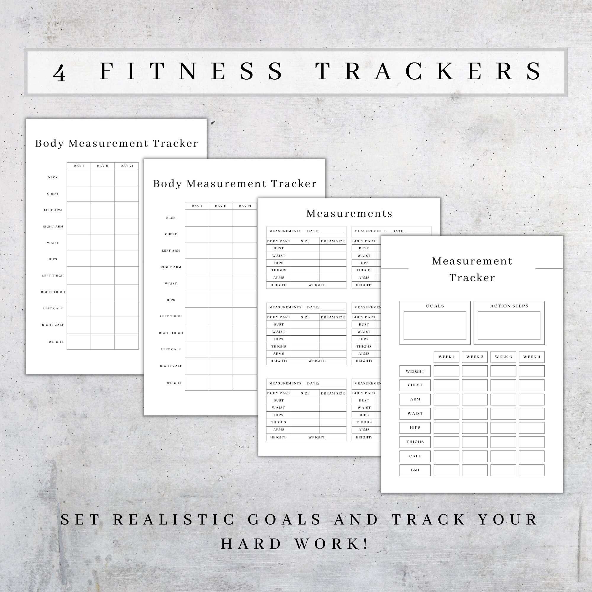 Body Measurement Tracker Printable | Weight Loss Progress, A4 A5 (PDF ...